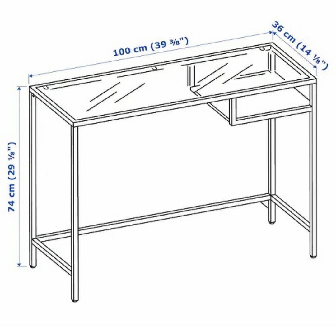 ほぼ未使用◆IKEA◆VITTSJÖ ガラストップ PCテーブル 廃盤 おまけ付