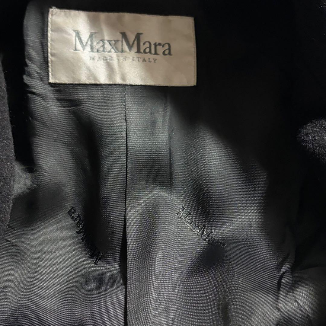 MaxMara マックスマーラ カシミア混 黒 ウール ロングステンカラーコート