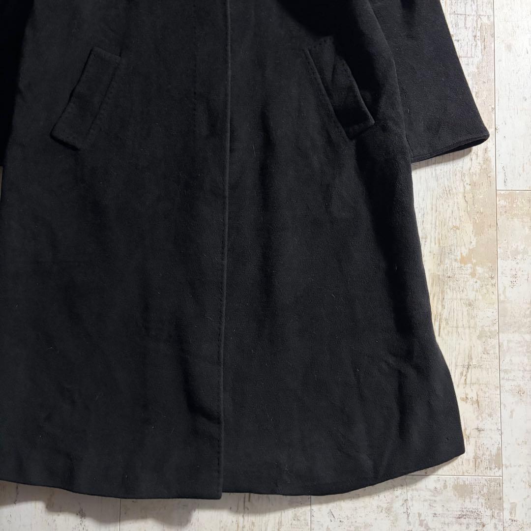 MaxMara マックスマーラ カシミア混 黒 ウール ロングステンカラーコート