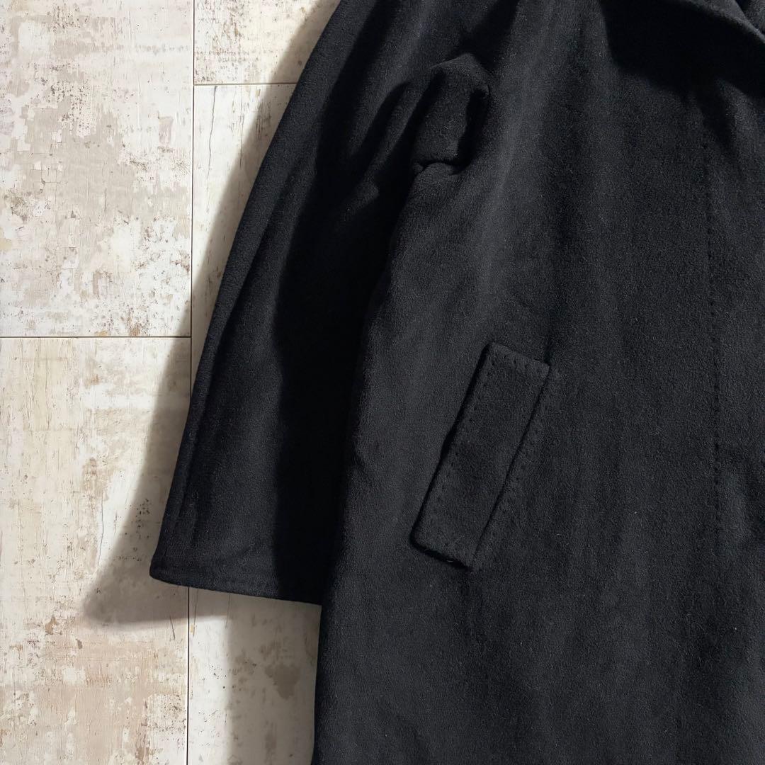 MaxMara マックスマーラ カシミア混 黒 ウール ロングステンカラーコート