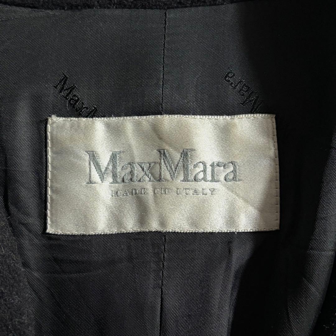 MaxMara マックスマーラ カシミア混 黒 ウール ロングステンカラーコート