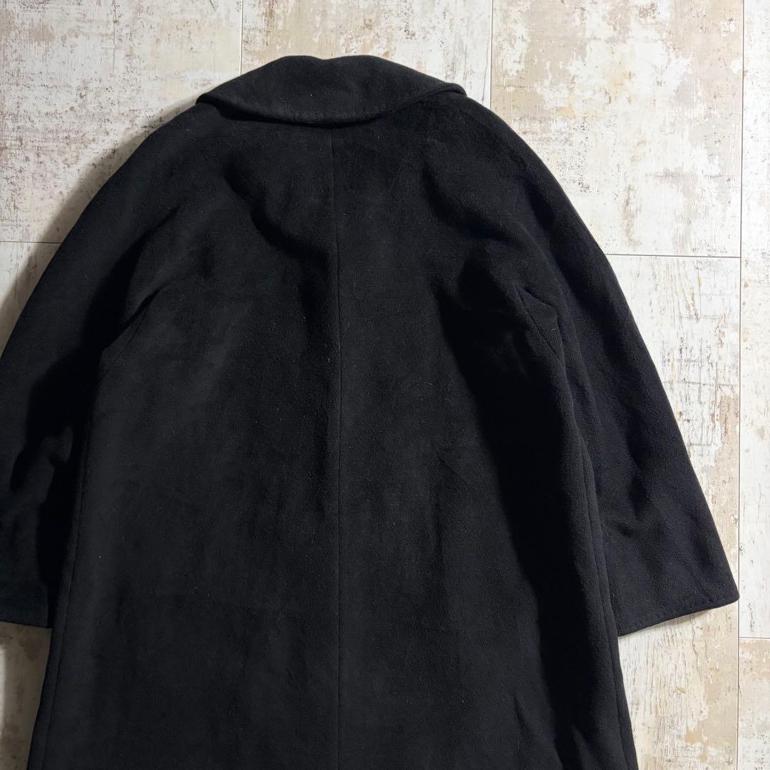 MaxMara マックスマーラ カシミア混 黒 ウール ロングステンカラーコート