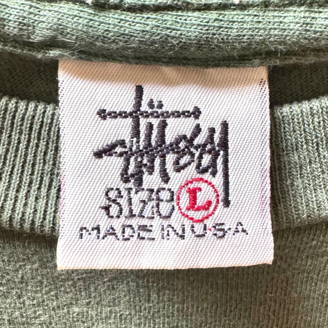 ステューシー　半袖Tシャツ　90sビンテージ前半　白タグ　ラスタカラー　Lサイズ