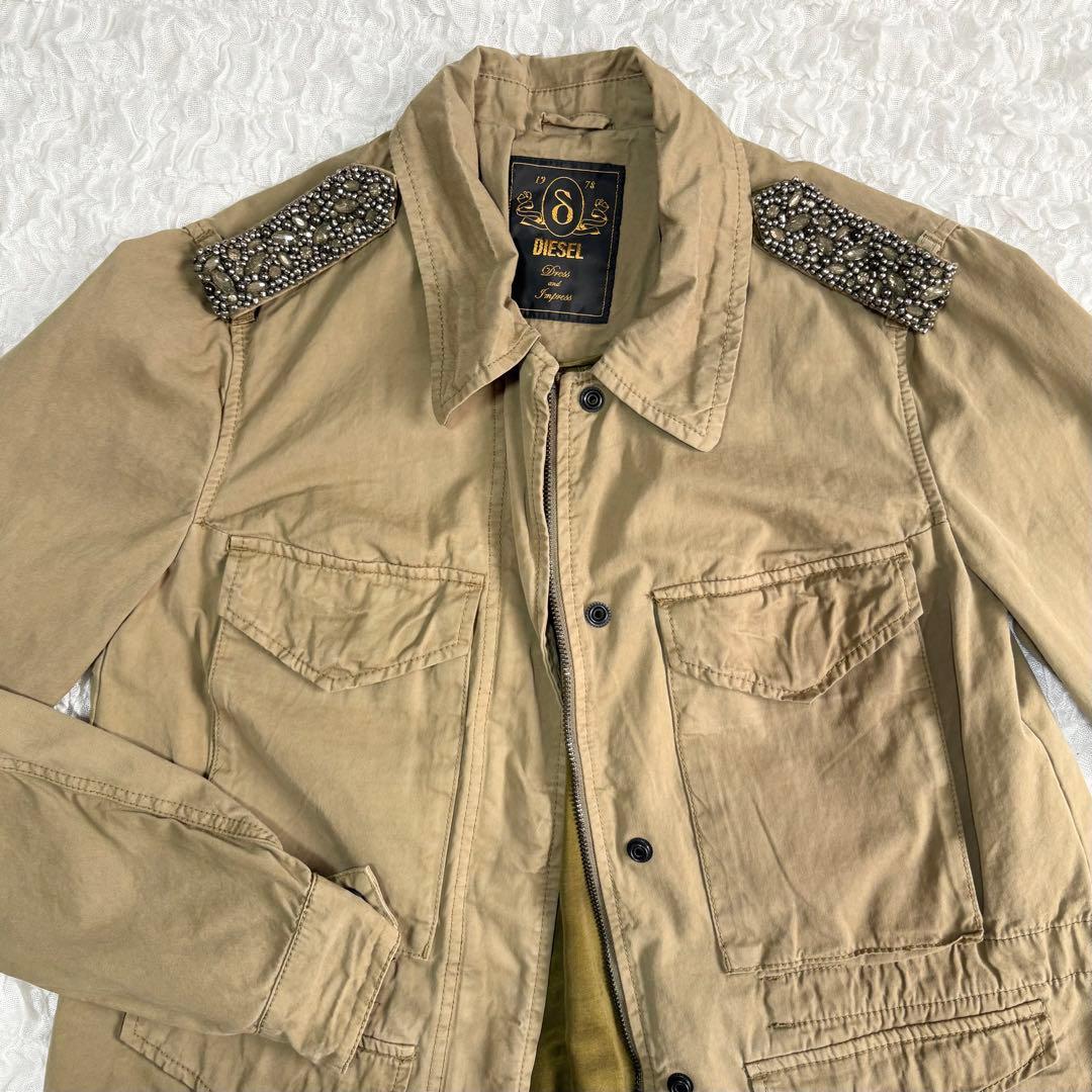 DIESEL カーキ ミリタリージャケット ビーズ ビジュー 00s y2k
