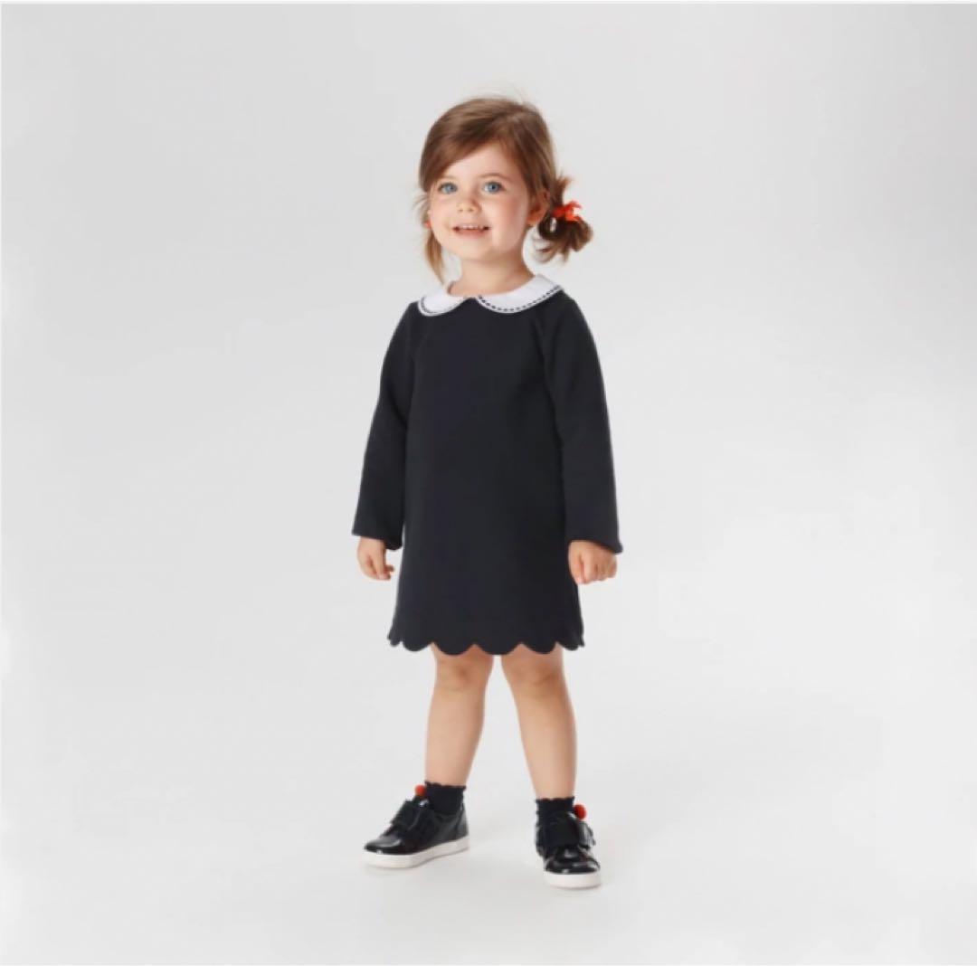 新品　タグ付き　jacadiジャカディ　長袖　スカラップ ワンピース　18M