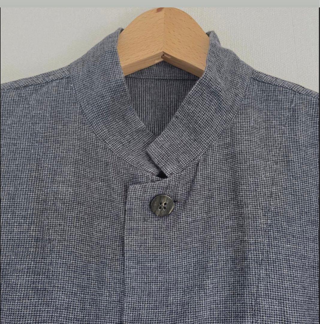 美品　プランテーションLライン　グレー　ロングシャツジャケット