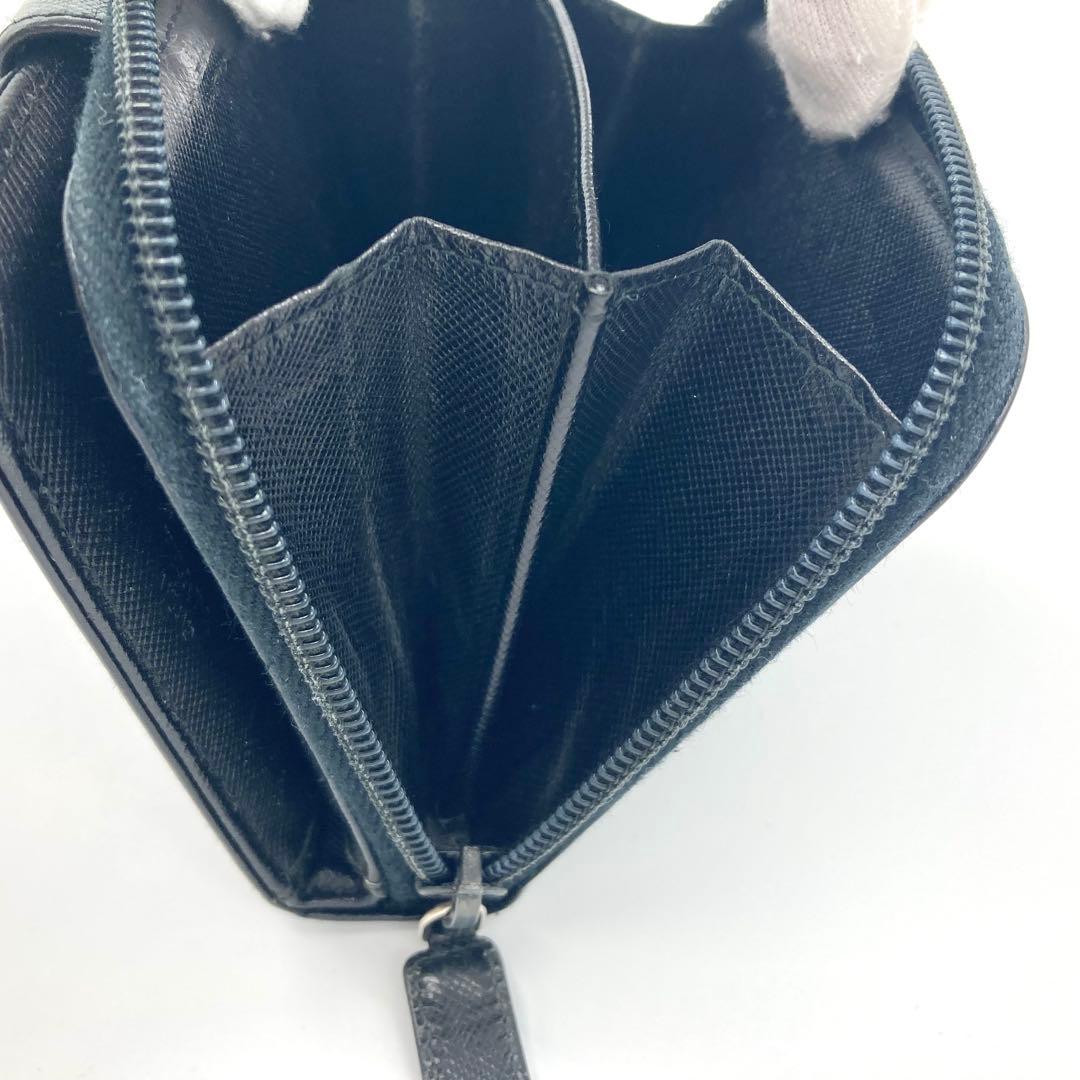 PRADA プラダ 二つ折り財布 三角ロゴ サイファーノレザー ブラック