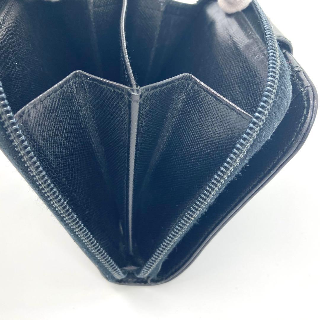 PRADA プラダ 二つ折り財布 三角ロゴ サイファーノレザー ブラック