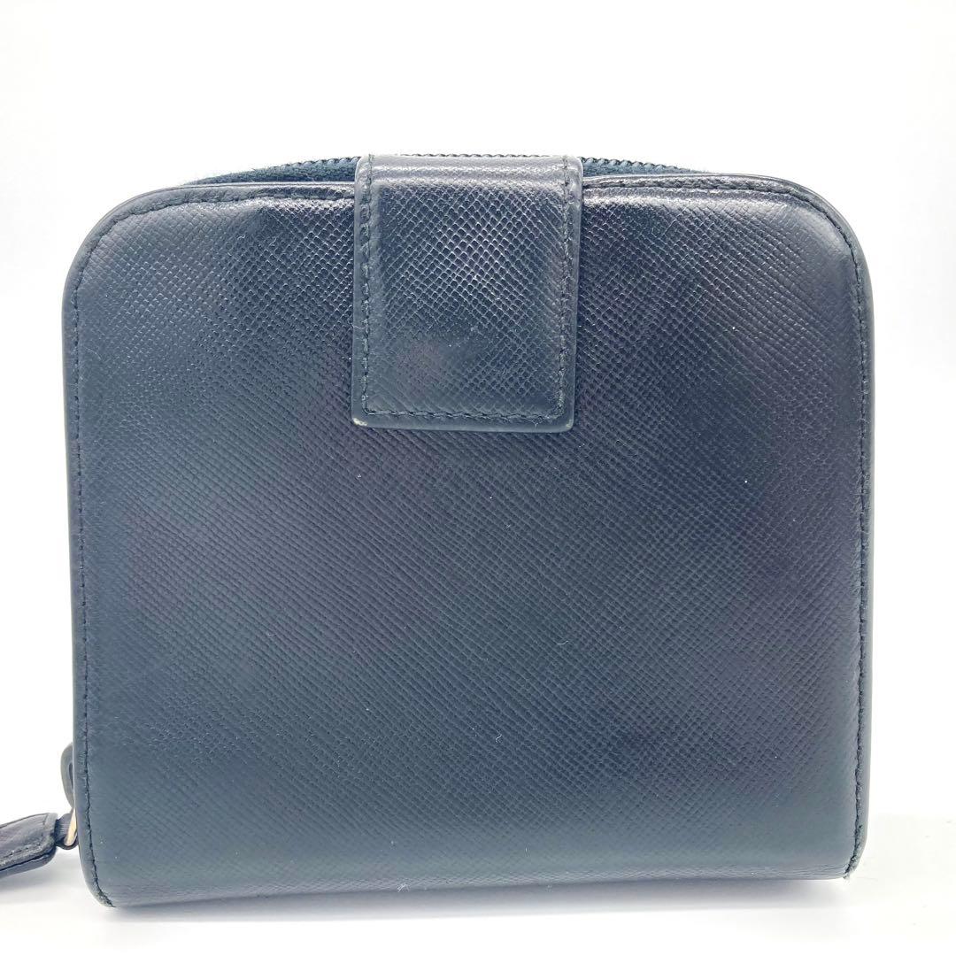 PRADA プラダ 二つ折り財布 三角ロゴ サイファーノレザー ブラック