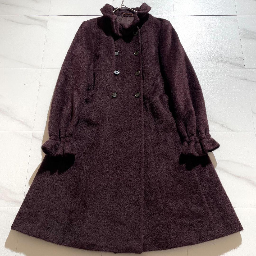 極美品 MaxMara 白タグ近年モデル アルパカシャギー ロングコート 40