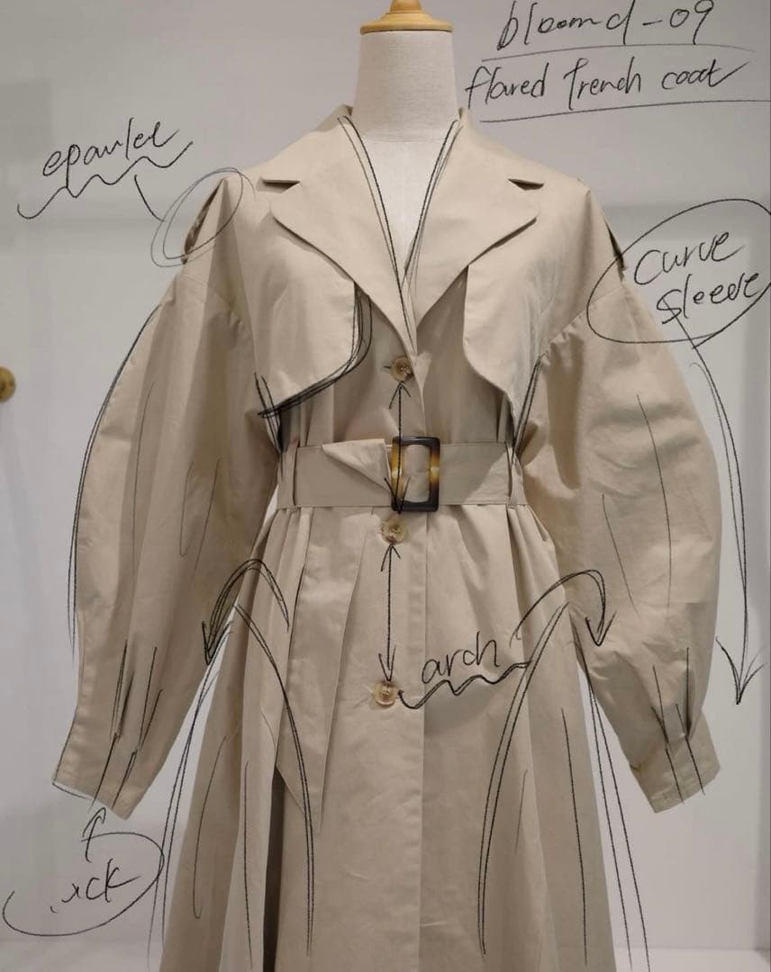 POPPY FLARED TRENCH CORT あさぎーにょトレンチコート　春