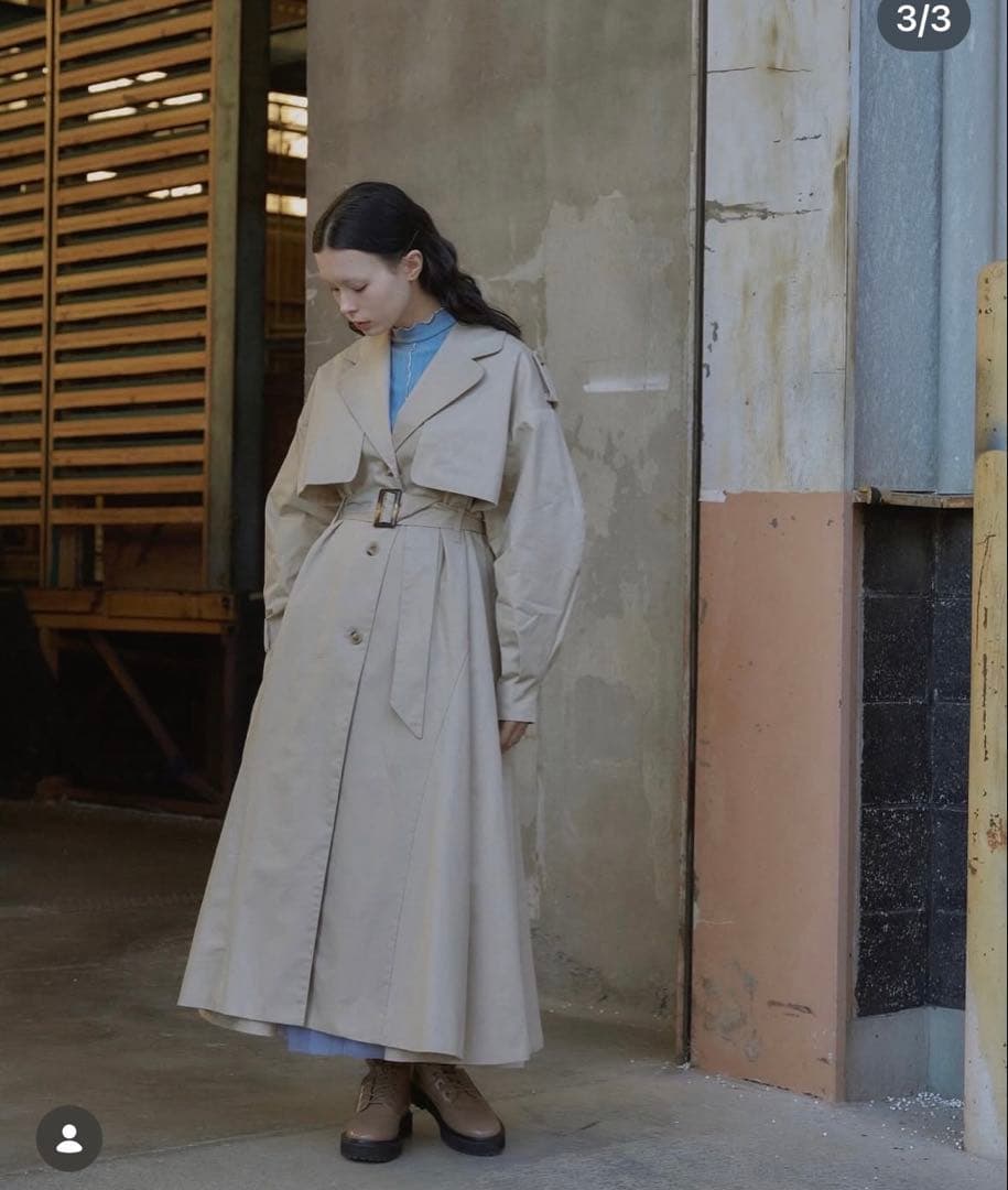 POPPY FLARED TRENCH CORT あさぎーにょトレンチコート　春