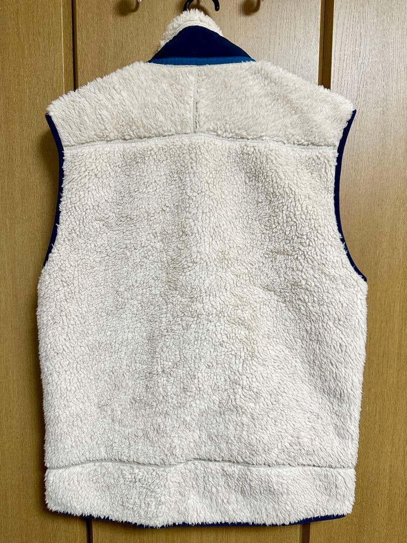 [美品]patagonia パタゴニア フリースベスト ホワイト/ネイビー M