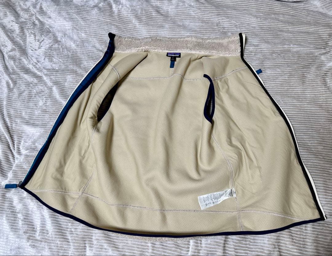 [美品]patagonia パタゴニア フリースベスト ホワイト/ネイビー M