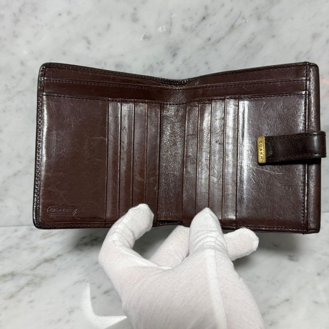 90s OLD COACH オールドコーチ 二つ折り財布 本革 レザー ブラウン