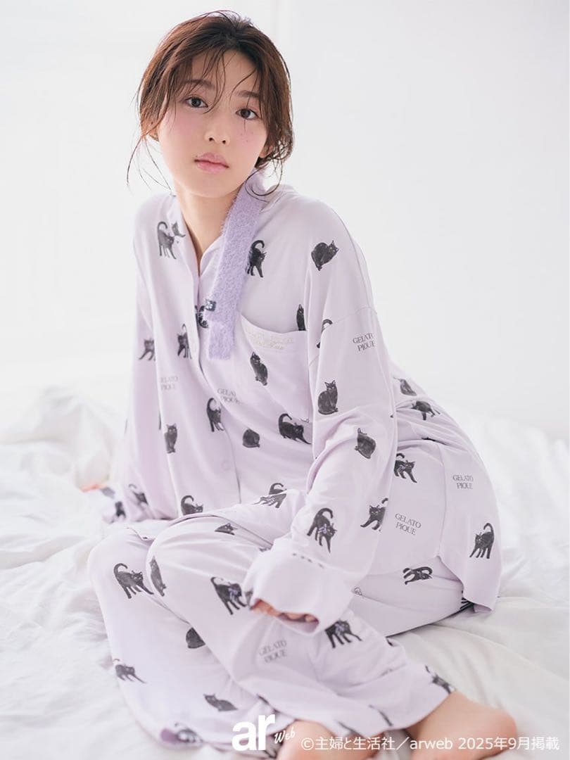 【新品】ジェラートピケ CAT総柄ロングパンツ