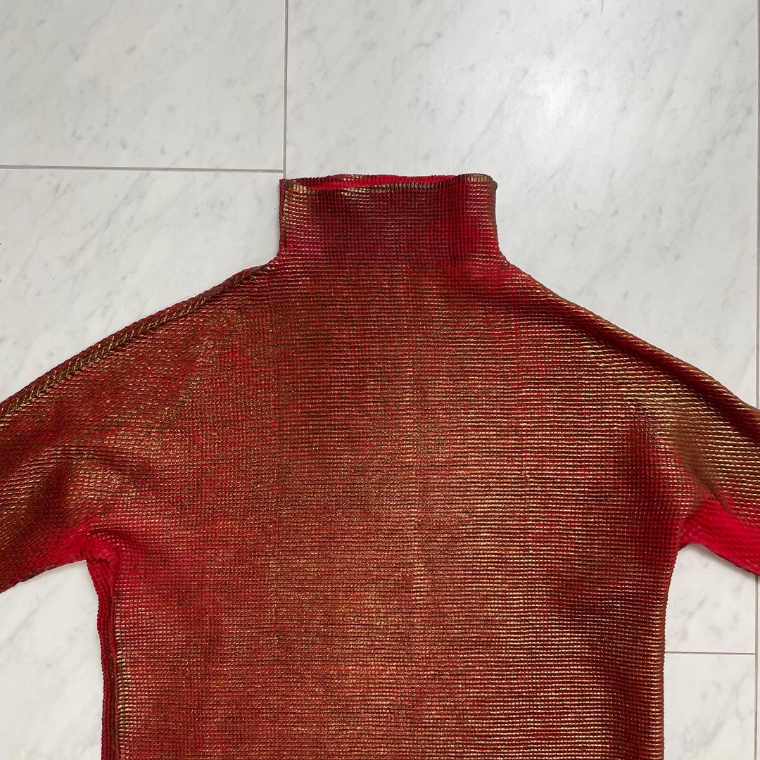 ISSEY MIYAKE プリーツ半袖カットソー ハイネック ラメ 3