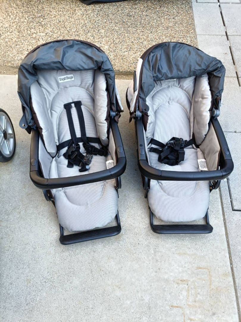 Peg Perego 双子用ベビーカー グレー/ブラック　双子用バギー説明書付き