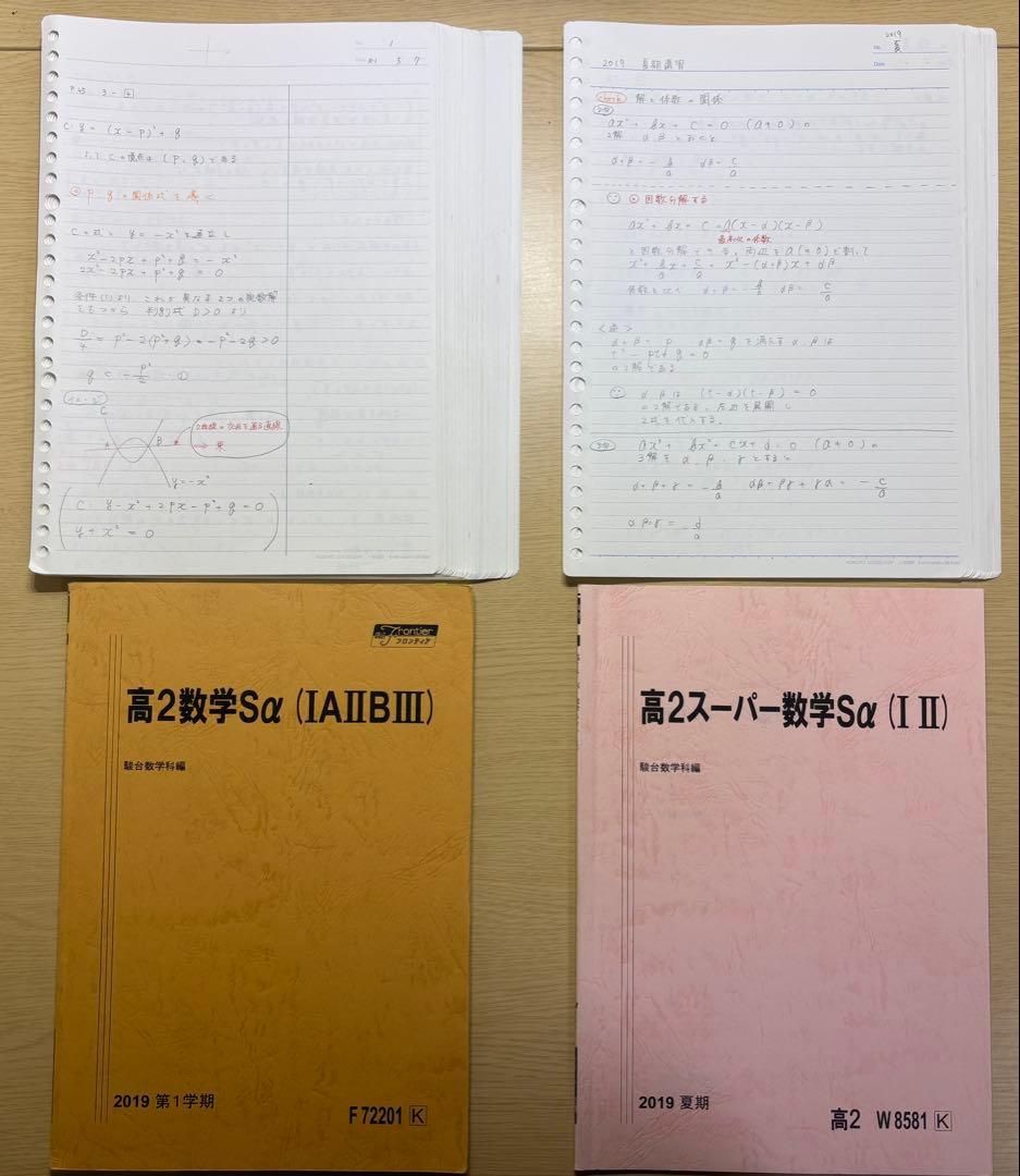 【特別価格】駿台 高2 数学Sα 通年＋講習＋板書ノート 2019 箕輪浩嗣
