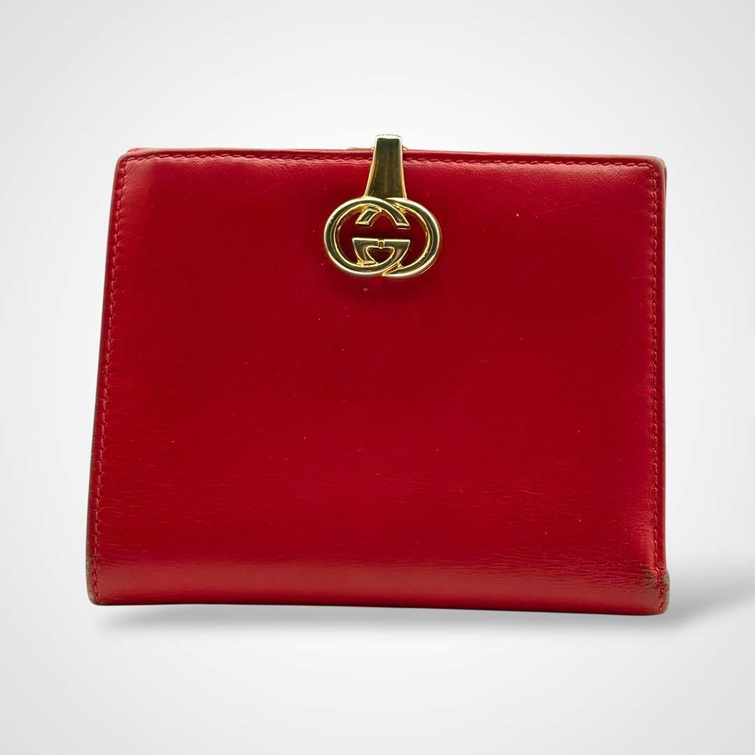 GUCCI グッチ インターロッキング 二つ折り財布 レザー 赤 ヴィンテージ