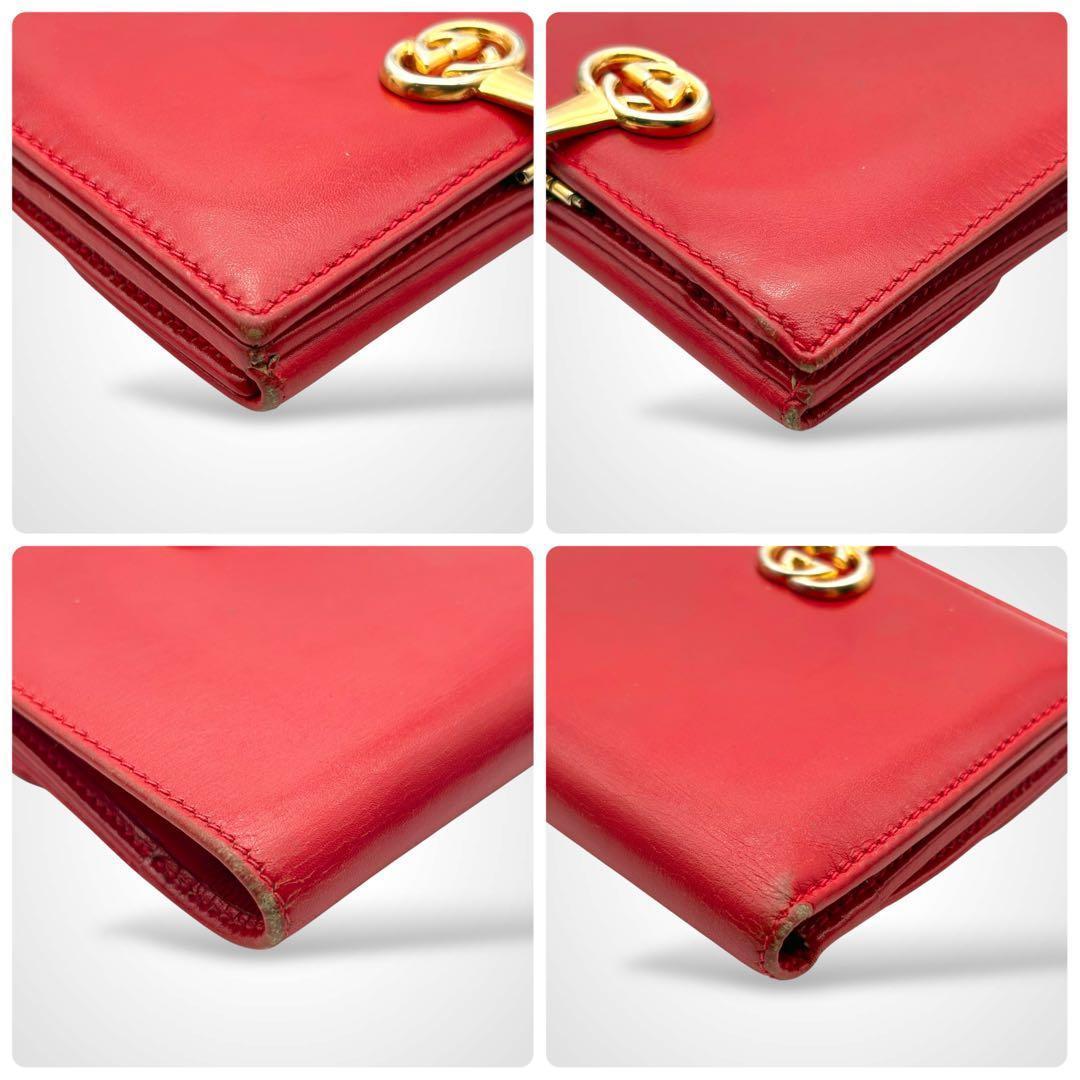 GUCCI グッチ インターロッキング 二つ折り財布 レザー 赤 ヴィンテージ