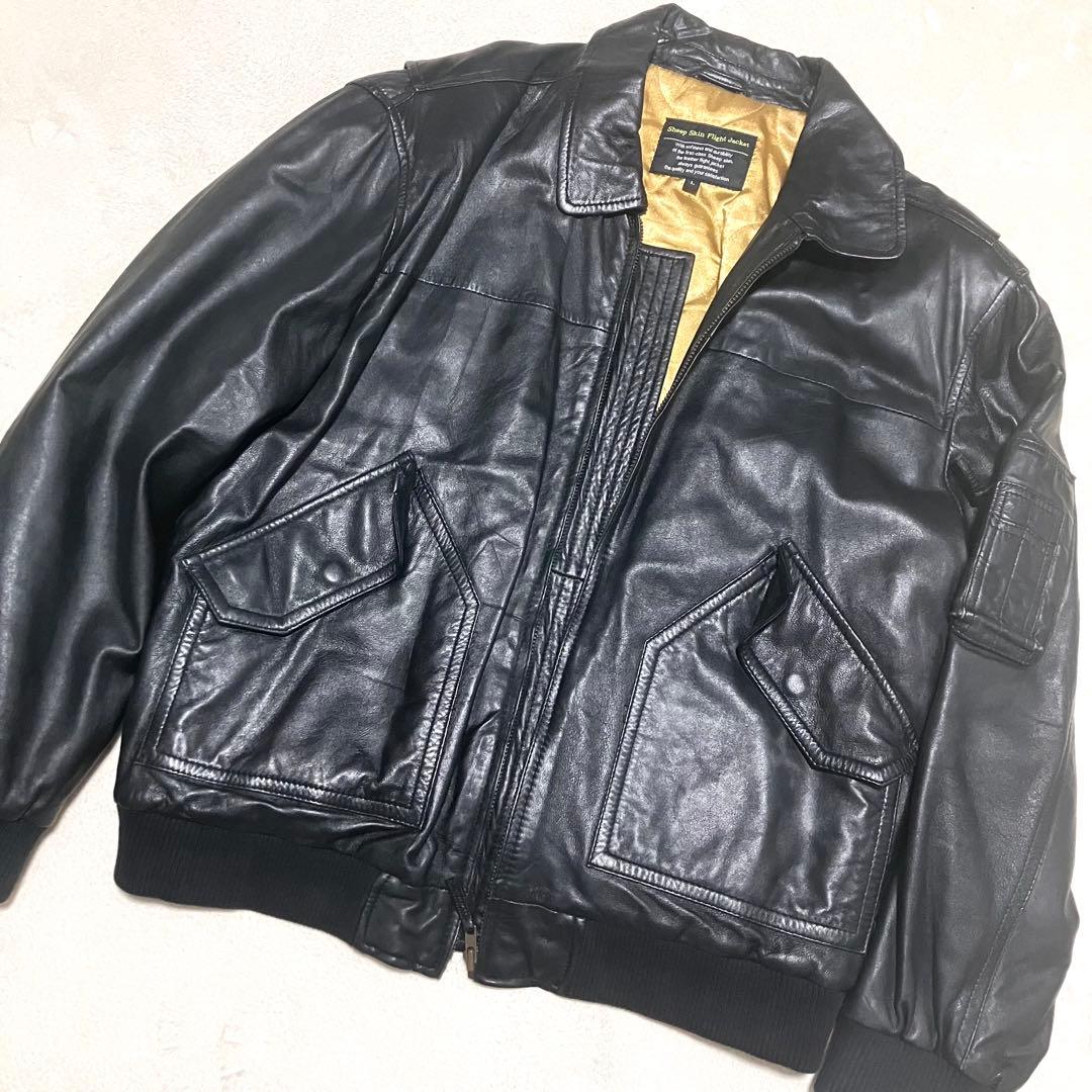 90's CWU-45P 羊革 フライトジャケット 黒 裏地金 グレンフィールド