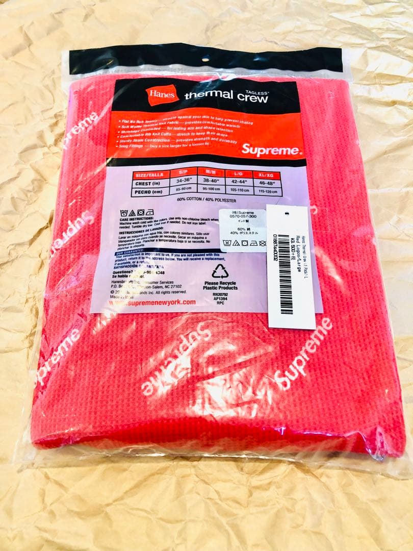 ③ Supreme Hanes サーマル thermal 赤総柄