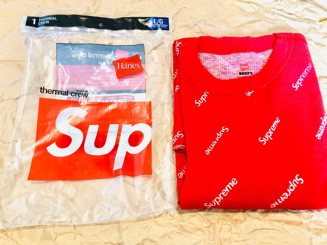 ③ Supreme Hanes サーマル thermal 赤総柄