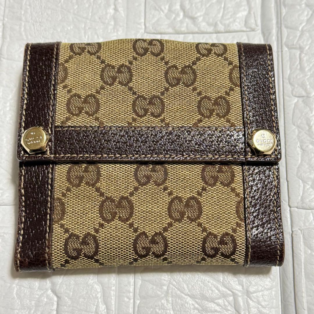 【2月末まで】GUCCI GG キャンバス 三つ折り財布 お洒落 美品 ミニ財布