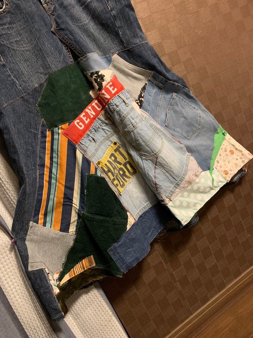 リメイク古着　デニム　ロングスカート