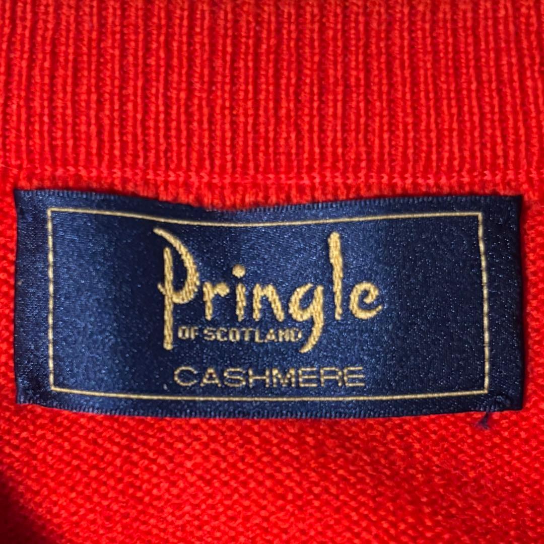 Pringleプリングルオブスコットランド　金ボタンカシミア赤ニットカーディガン