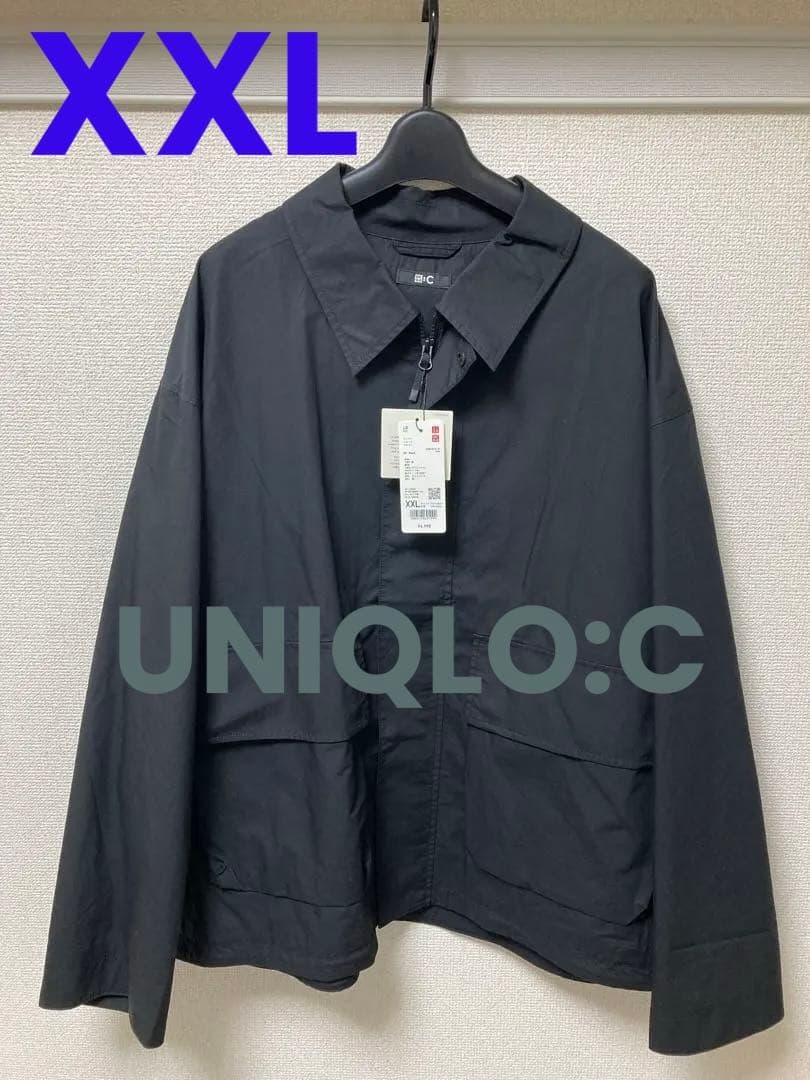【新品未使用】UNIQLO:Cコットンショートブルゾン size:XXL.黒