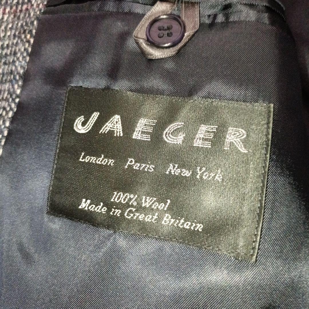 未使用・タグ付■JAEGER ツイード テーラード グレー×チェック柄　英国製