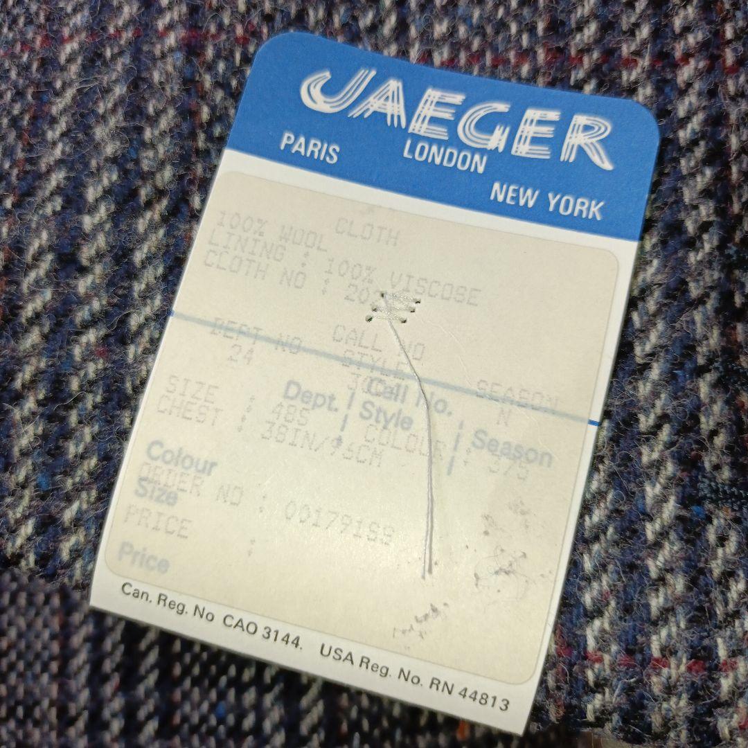 未使用・タグ付■JAEGER ツイード テーラード グレー×チェック柄　英国製