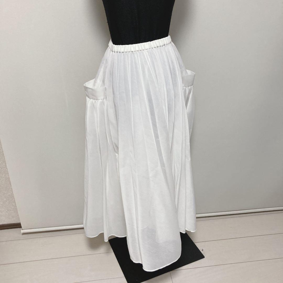 【極美品】ユナイテッドアローズ　ロングプリーツスカート　ポケット　ホワイト