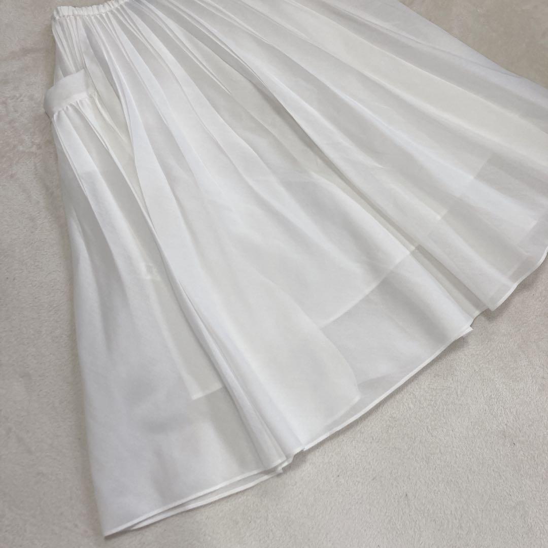【極美品】ユナイテッドアローズ　ロングプリーツスカート　ポケット　ホワイト