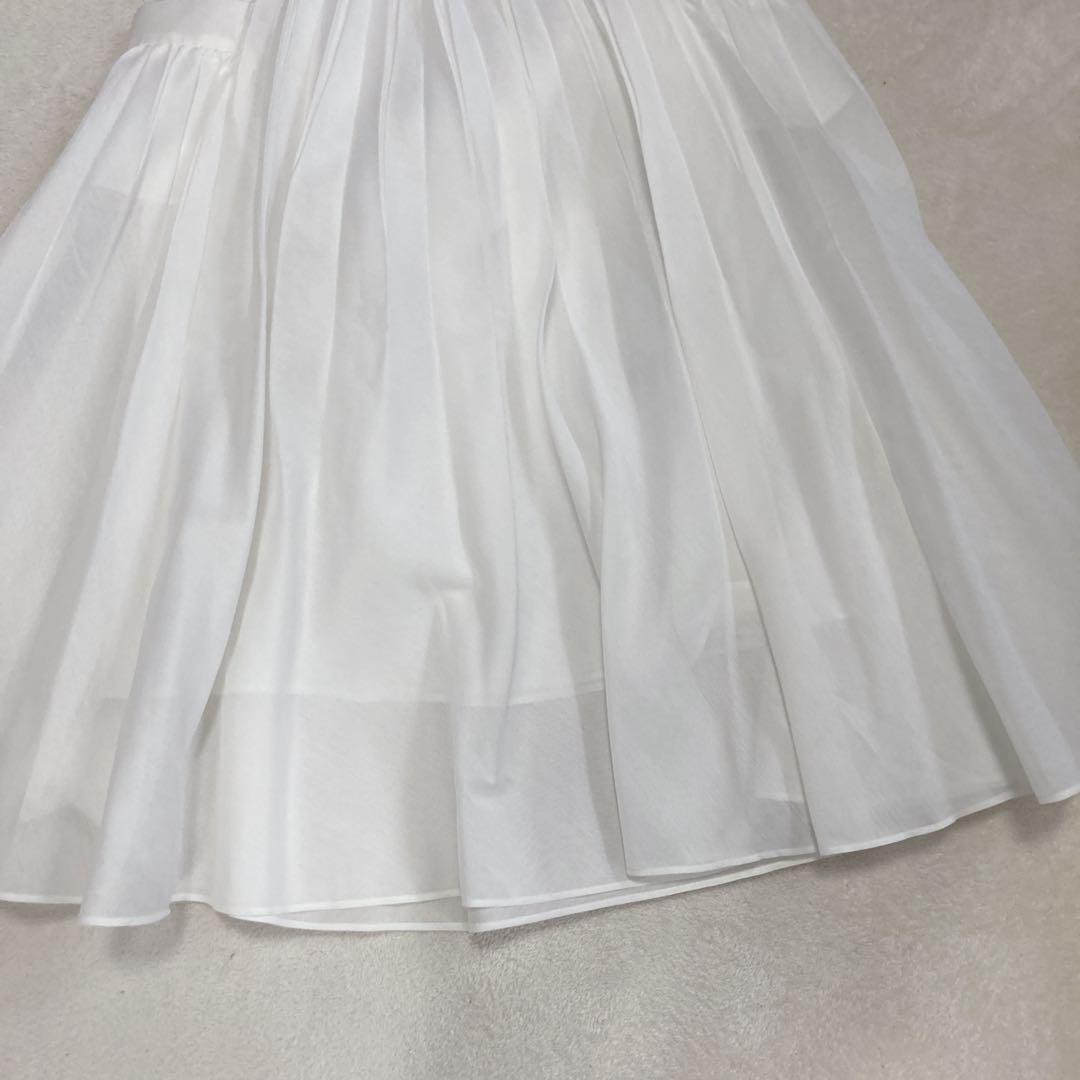 【極美品】ユナイテッドアローズ　ロングプリーツスカート　ポケット　ホワイト