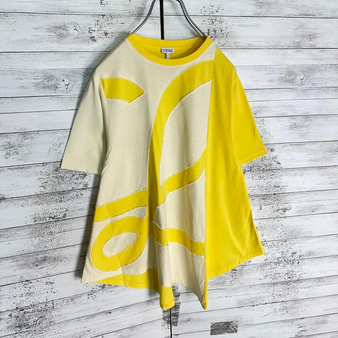 【美品・近年モデル】ロエベ　アナグラムロゴ半袖tシャツ　ステッチ アシンメトリー