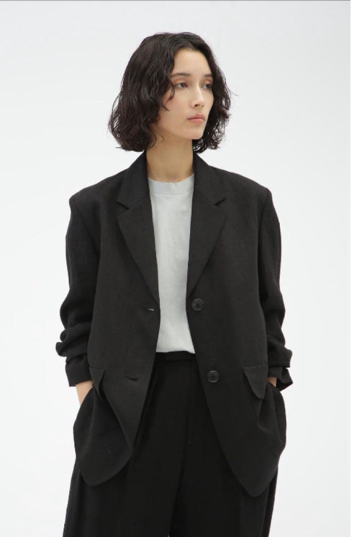 最終値下げ◾️2025SS/1回着用/マーガレットハウエル のリネンJK(黒)2