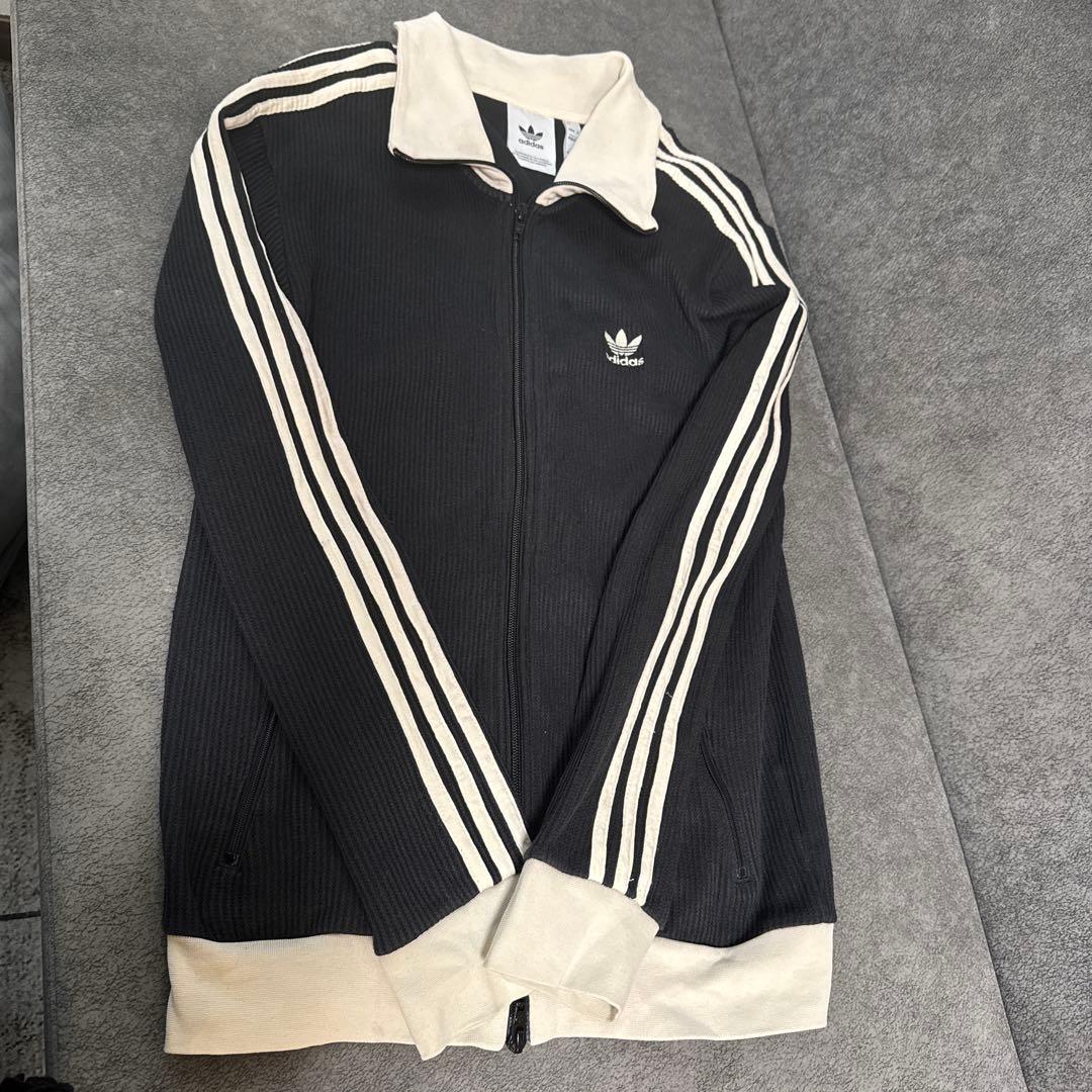 ★adidas ジップアップジャケット ブラック/アイボリー★Mサイズ