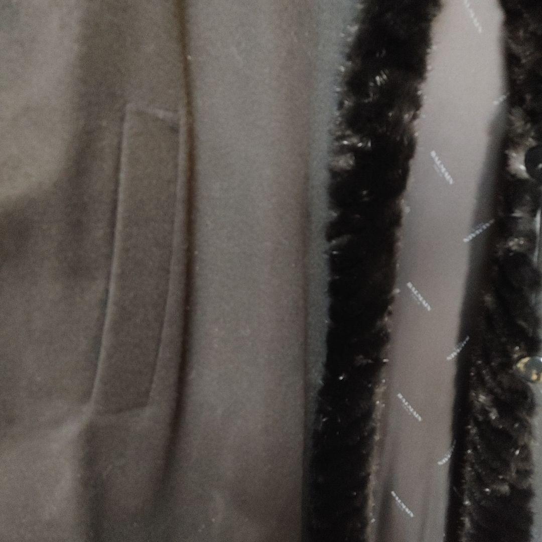 バルマン BALMAIN カシミヤ ロングコート ショールカラーファー ブラック
