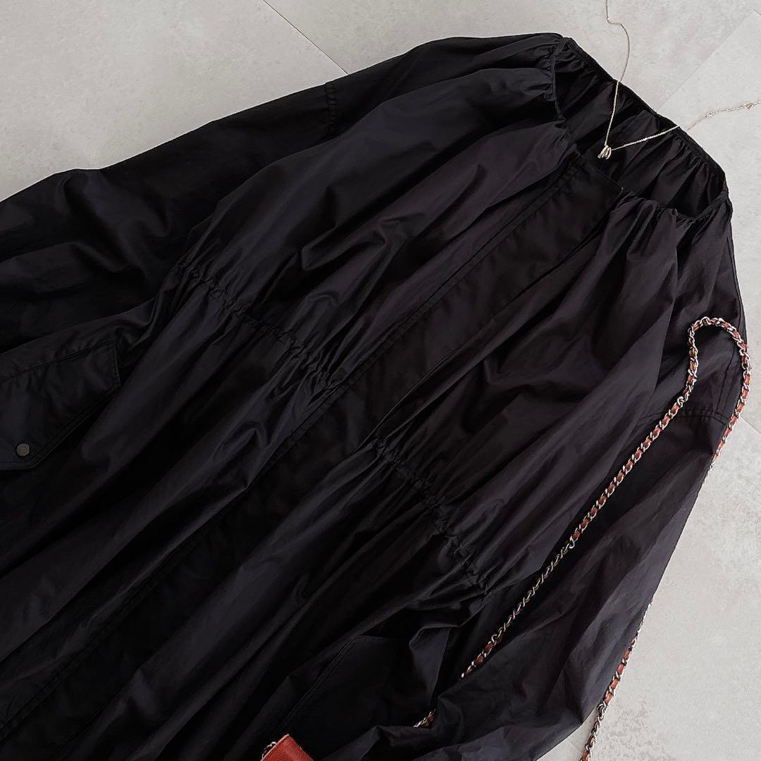 イエナ 24SS 定価4.6万 ノーカラー スプリングコート ブラック ドロスト