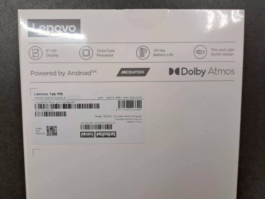 【Lenovo 】Tab M9 (ZA3017JP)　グレー