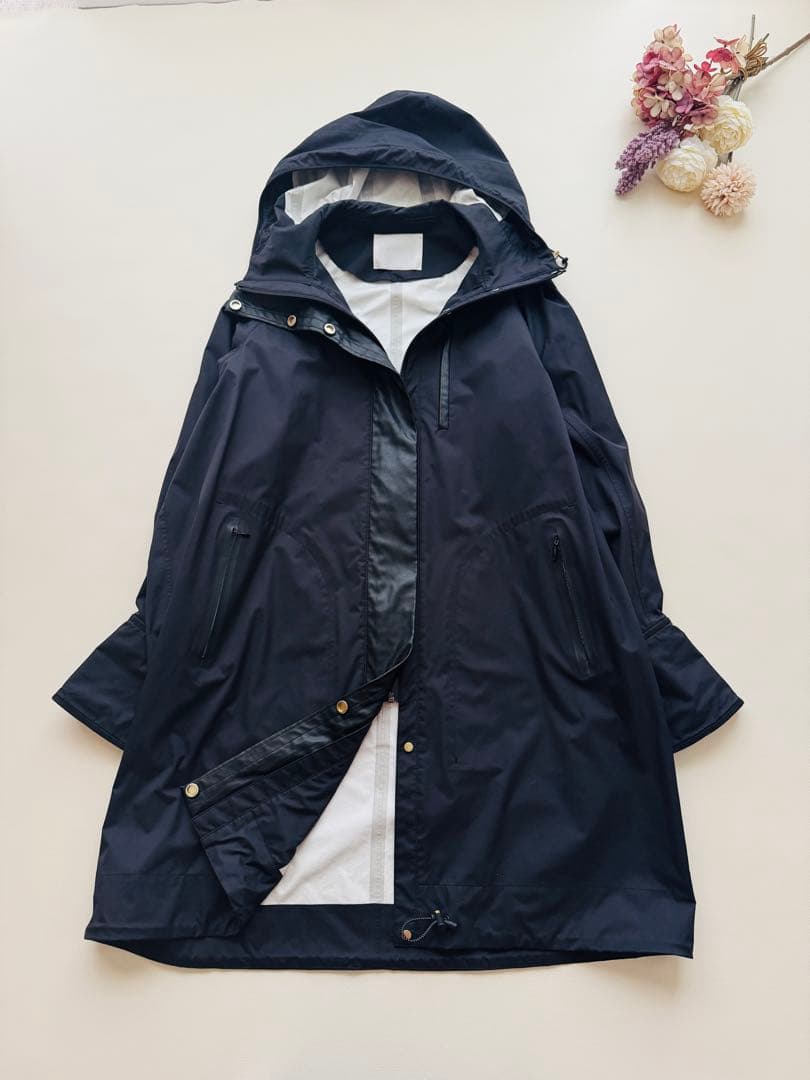 マメクロゴウチ✨クリーニング済 21PF 完売　撥水ナイロンコート フード付　黒