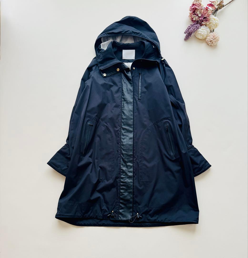 マメクロゴウチ✨クリーニング済 21PF 完売　撥水ナイロンコート フード付　黒