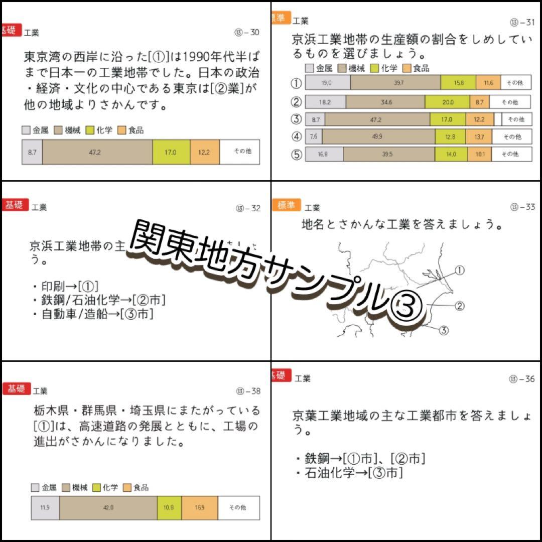 極める中学受験　社会(地理/地域別)暗記カード　サピックス　予習シリーズ