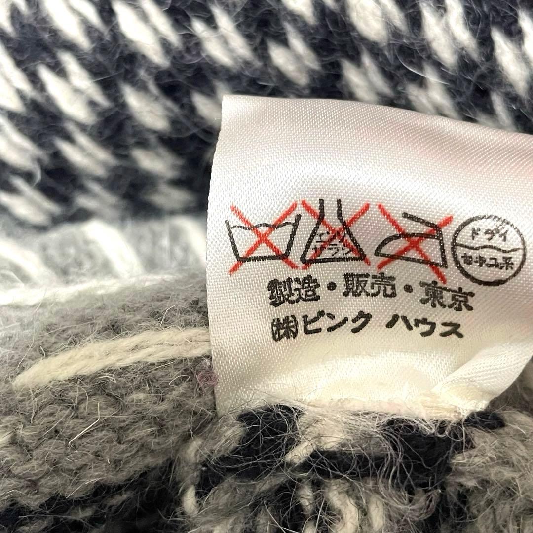 PINK HOUSE ピンクハウス　ロゴ　ボーダー　ハート柄カーディガン　ニット
