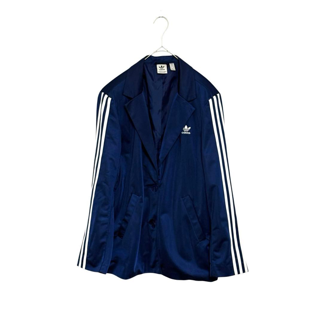 adidas テーラード　ジャケット　ナイロン　スポーツミックス　青