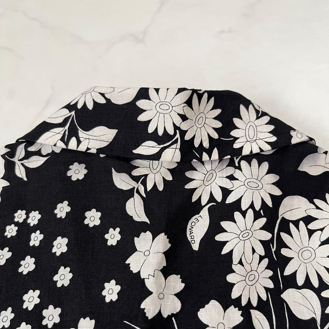 美品　LEONARD レオナール　花柄リネン麻　ロングコート　羽織り