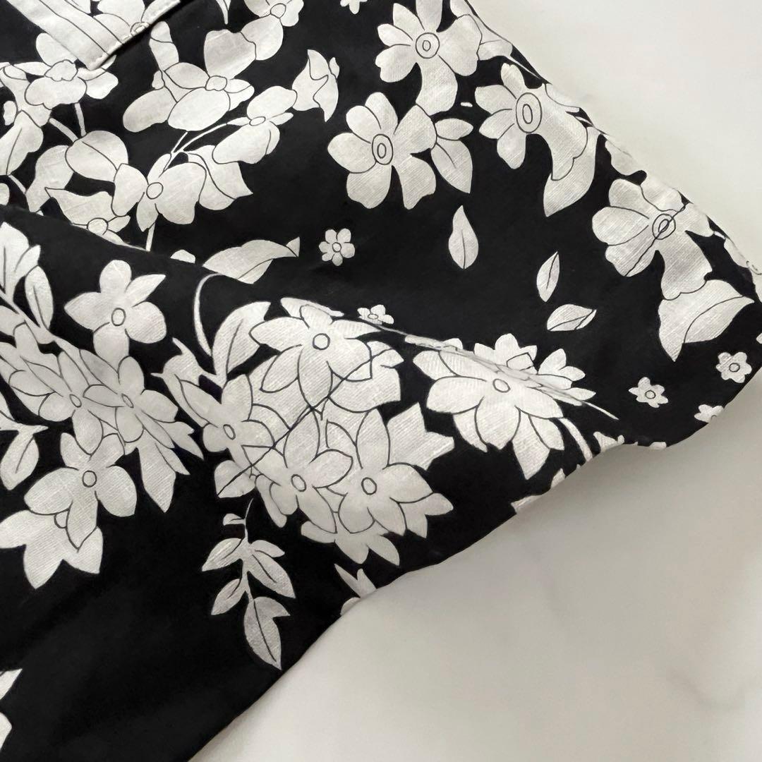 美品　LEONARD レオナール　花柄リネン麻　ロングコート　羽織り